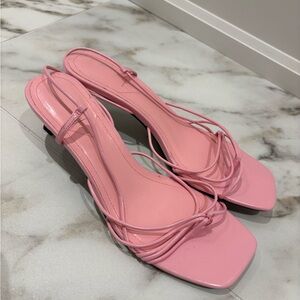 Zara Barbie Pink Strappy Heel Sandals 40💕
